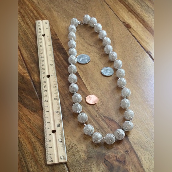 NWOT Vintage New Ultra Fine Italian Silver Filigree Bead Necklace - c 29 Grams - Picture 4 of 9